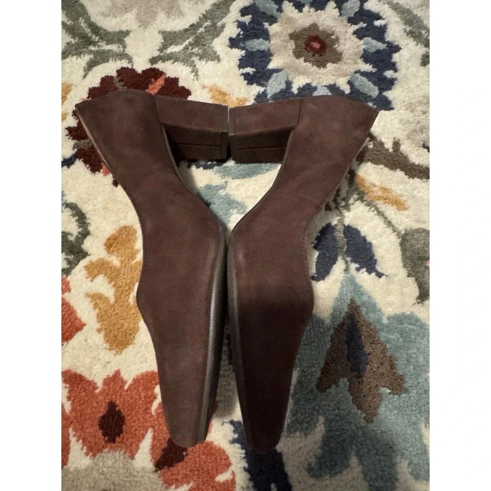 Hush Puppies Suede Pumps Size 10 Brown Comfort Minimalist Office Block Heel